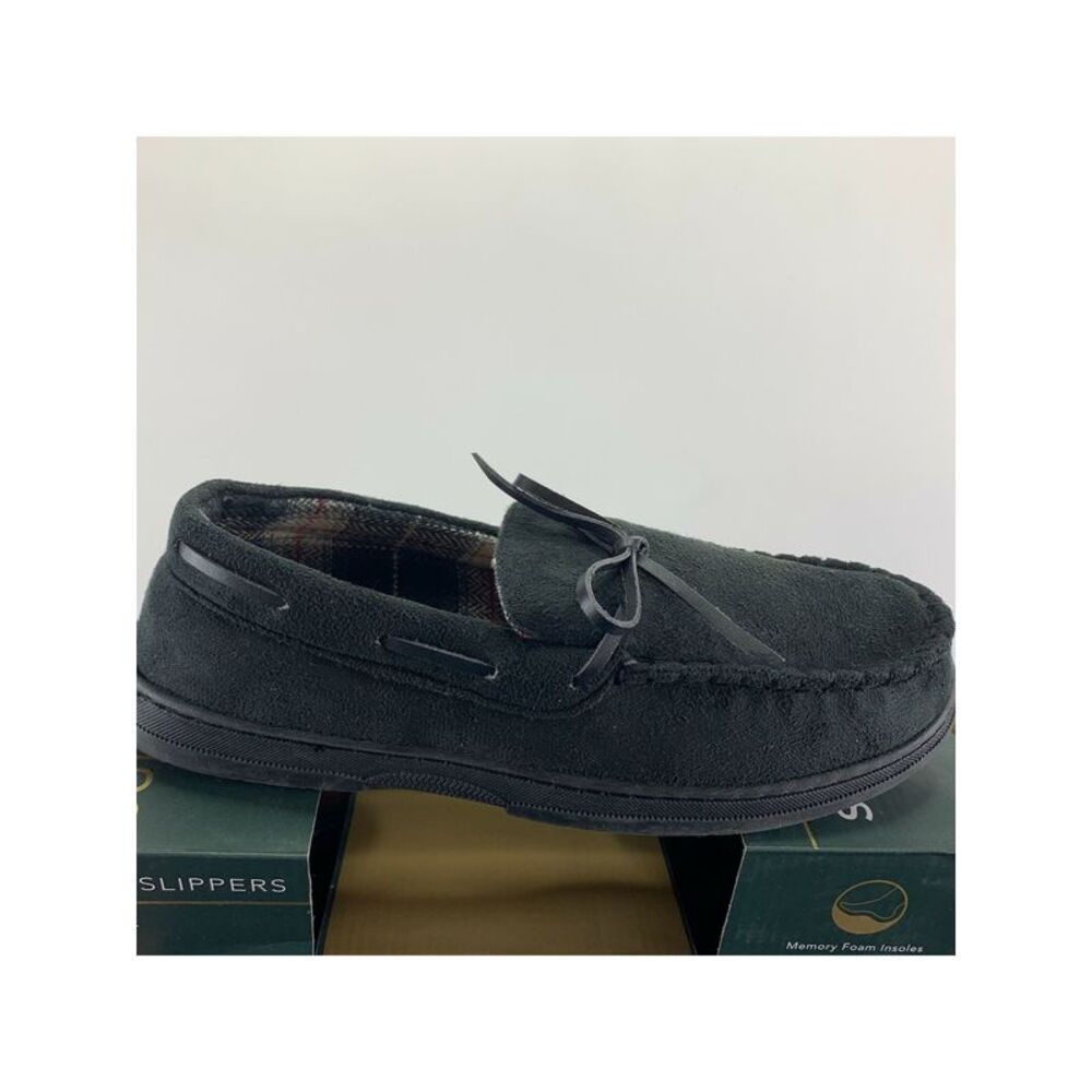 GOLD TOE Mens Black Indoor/Outdoor Sole Round Toe Lace-Up Moccasins Shoes 7-8
